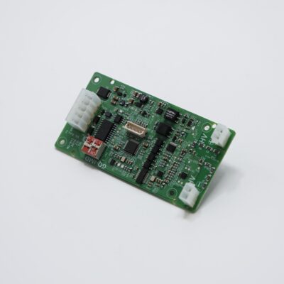 GO-IMD insulation monitoring device, green PCB with white connectors and DIP-switch config